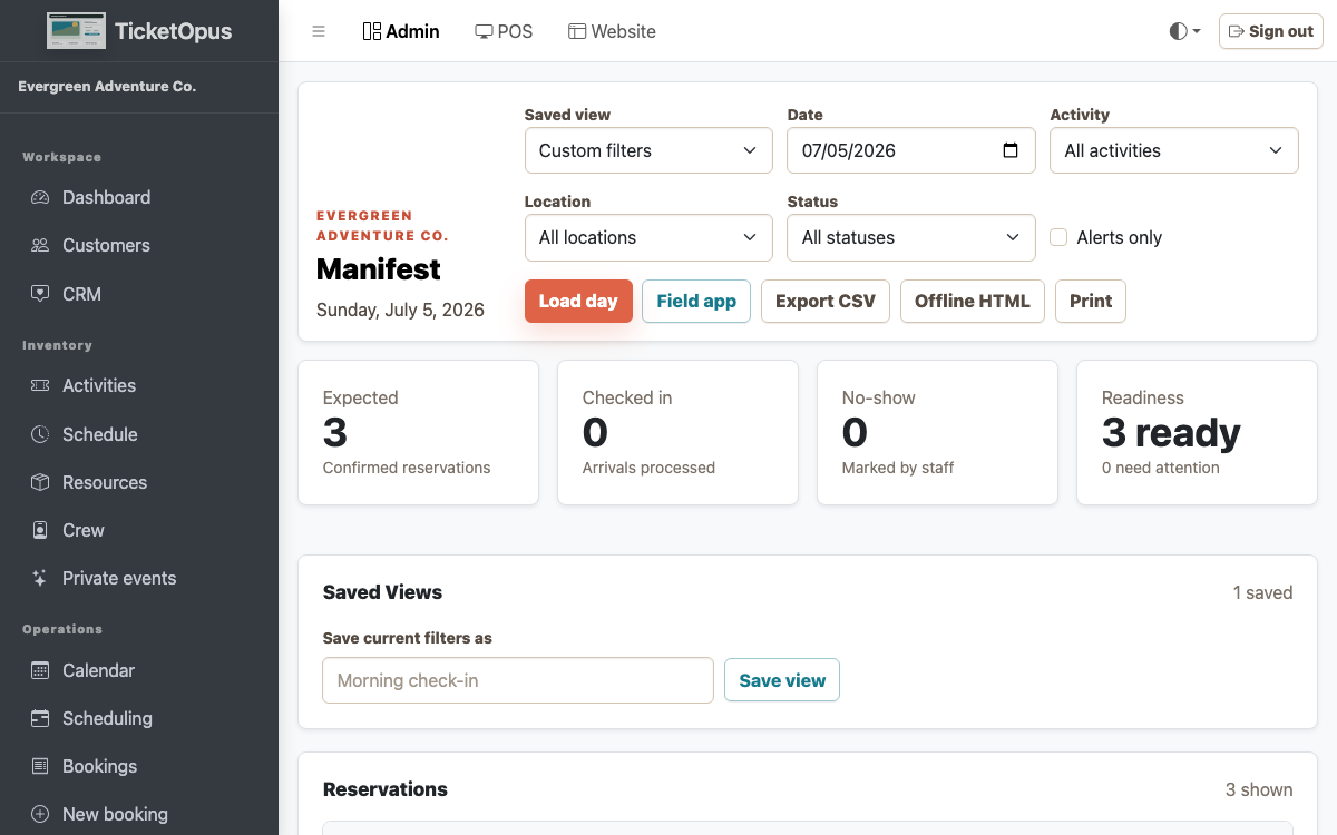 TicketOpus operations product workflow