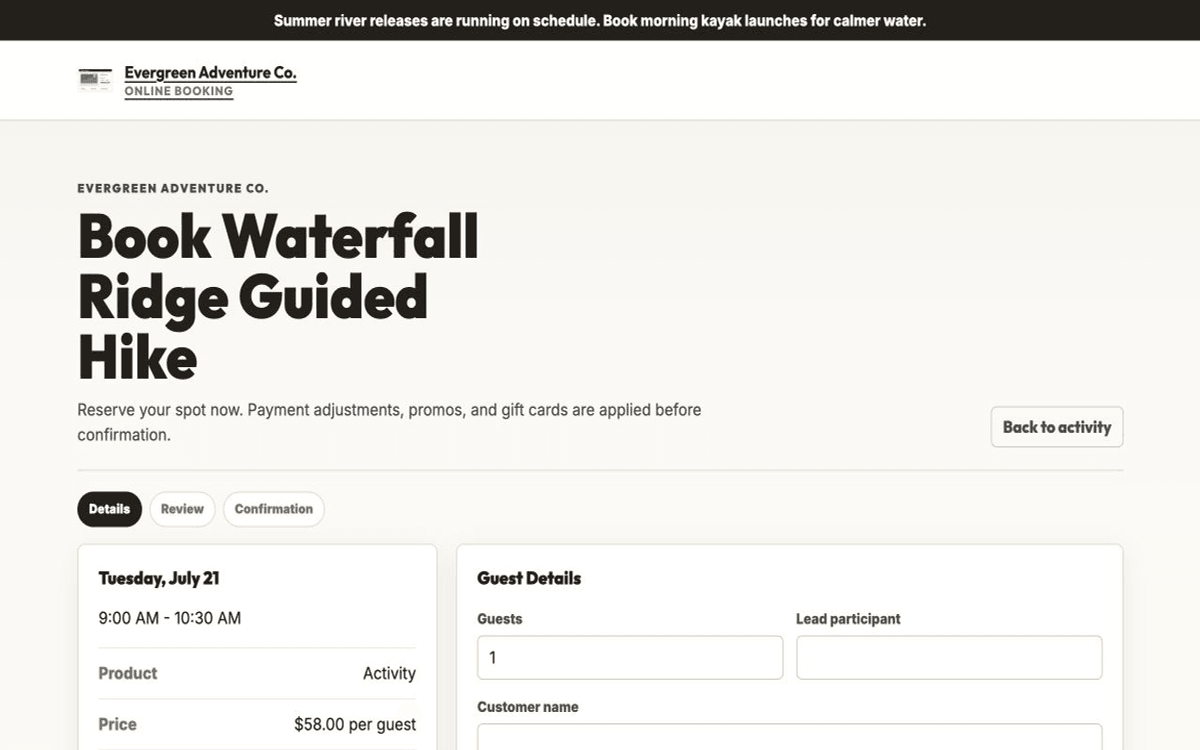 TicketOpus checkout product workflow